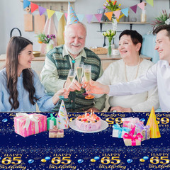 65th Birthday Decorations Men-3 Pcs Happy Birthday Tablecloths Happy Birthday Pa
