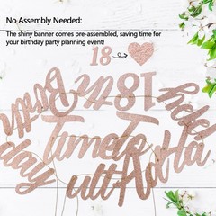 Rose Gold 18th Birthday Decorations for Girls Rose Gold 18th Birthday Banner …