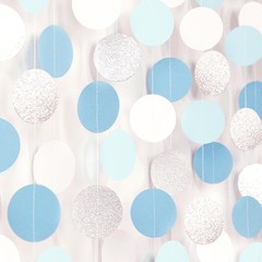Light Baby Blue White Silver Party-Decoration Garland – 52ft Baby Boy Shower