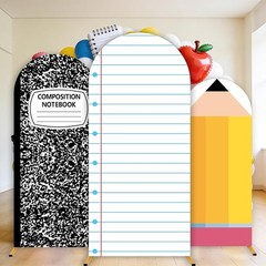 Back to School Composition Notebook Arch Backdrop Cover 4Ft 5Ft 6Ft Colorful Set