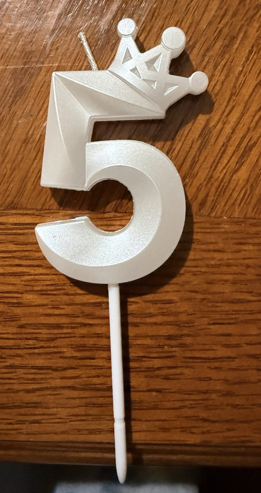 Birthday Number Candles,White Crown Candles for 5