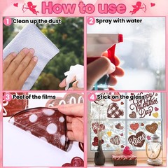 DIYDEC 6 Sheets Brown Valentines Window Clings Love Heart