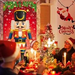 Christmas Decorations Nutcracker Snowflakes Trees Ornaments Door Cover 71″x35″