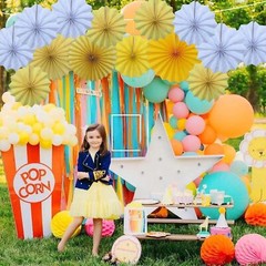 White Party Decorations 8 inch Paper Fans 30 Color DIY Set Birthday Wedding