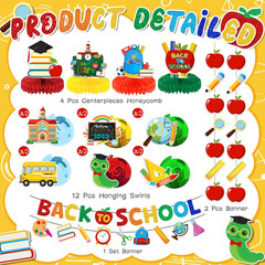 Back to School Decorations Back to School Hanging Banners Swirls and Honeycomb C