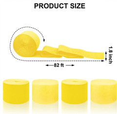 4 Crepe Paper Streamers Rolls, 328Ft Pack of Yellow and Pastel Yellow Crepe