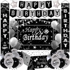 Silver and Black Birthday Decorations for Men Women Boys Girls 80 PCS White Blac