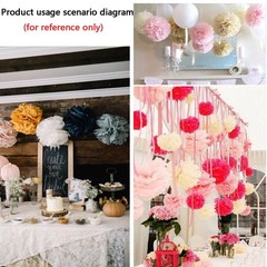 12 PCS Navy Blue Gold White Tissue Paper Pom Poms Flowers Ceiling Wall Hanging