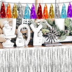 4P Lake Blue Orange-Red-Gold-Silver-Purple Tassel Banner Garland Metallic Foi…