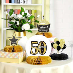 8 Pieces 50Th Birthday Decorations Supplies Set, Easy DIY Honeycomb Centerpiece