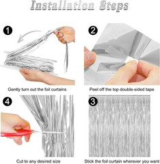 2 Pack Tinsel Backdrop, Birthday Silver Party Streamer Fringe Curtains Foil
