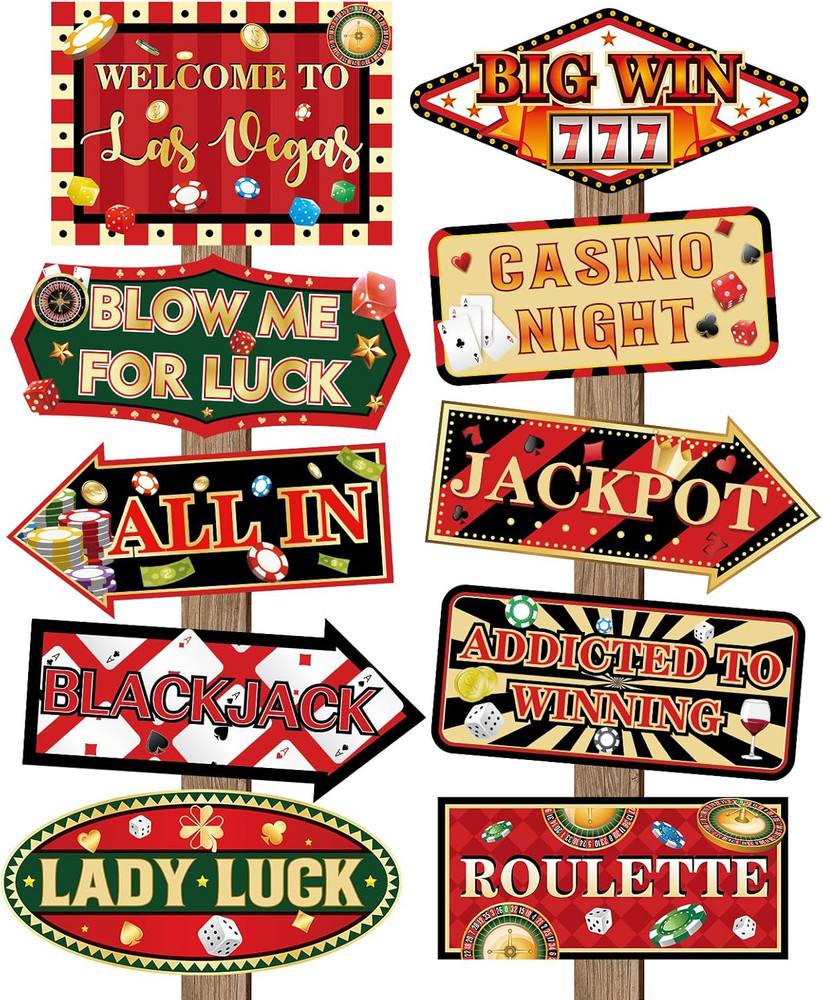 20 Pieces Casino Party Decorations Vegas Themed Party Directional Signs Casino S