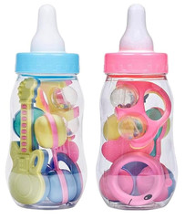 Blue Baby Bottle Centerpiece 11″ Fillable Baby Shower Candy Holder Decor