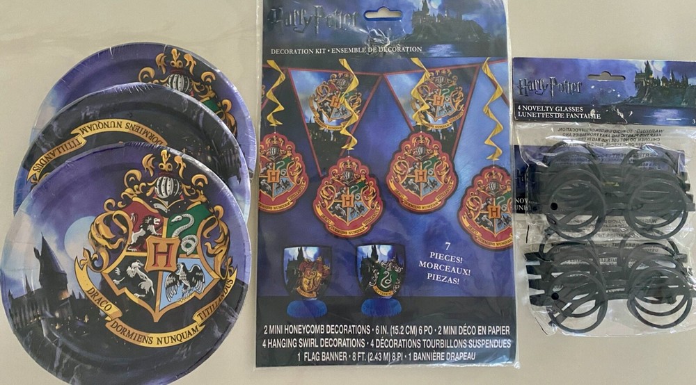 Harry Potter Birthday Party Decorations Favors Glasses Banner Plates Cake Lot 6