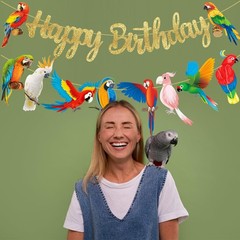 Parrot Birthday Party Banners – Tropical Bird Decoration Toucan Cutout for Hawai