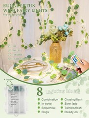 Vines with Fairy Lights,13ft Eucalyptus Garland String Lights USB/Battery