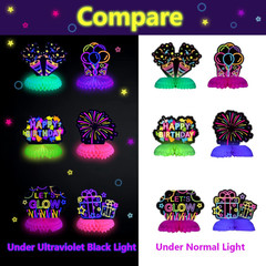 10 Pieces Glow in the Dark Party Table Decorations, Neon Table Honeycomb Centerp