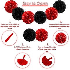 Black and Red Birthday Decorations, Happy Birthday Decorations with Banner fo…