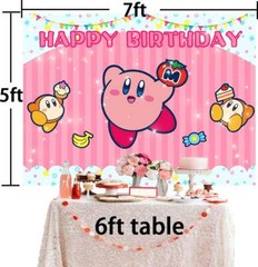 Kirby Party Supplies Birthday Decoration Backdrop Banner Pink For Girls 7x5ft