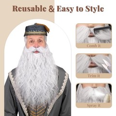 45cm Long Fake Beard Costume for Halloween, Wizard Cosplay Realistic Fake Mus…