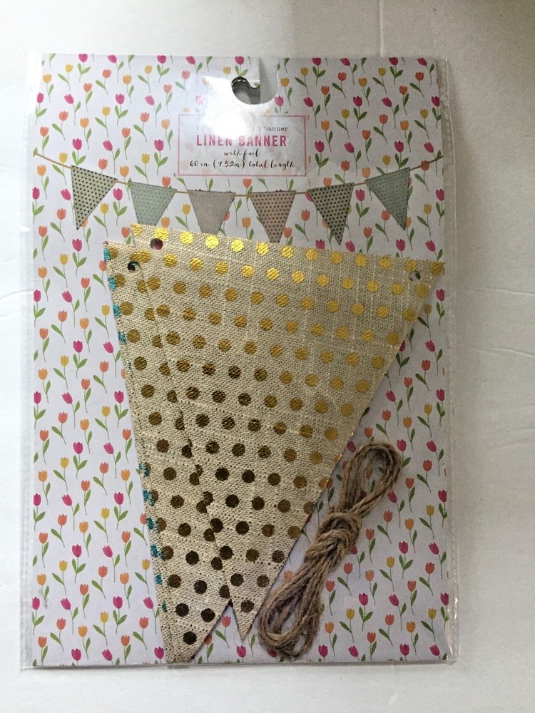 Polkadot Linen foil rainbow Banner Party Supplies baby shower girls room