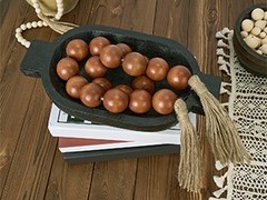Extra Large Wood Bead Garland Brown with 1.6″ Diameter Wooden Beads and Tassels,