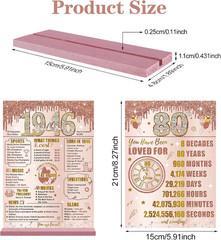 Happy 80Th Birthday Decorations Back in 1946 Table Sign for Women, Pink Rose Gol