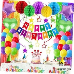 Birthday Party Decorations Rainbow Happy Birthday Banner Honeycomb Colorful