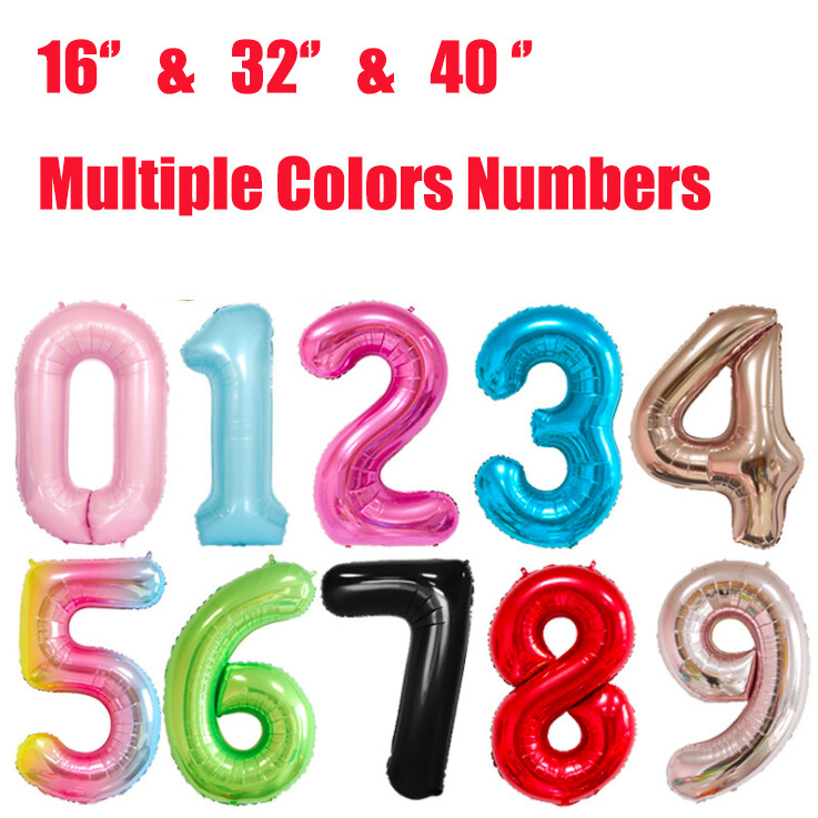 New 16» 32» 40» Inch Numbers Foil Balloons Party Decorations Multiple Colors