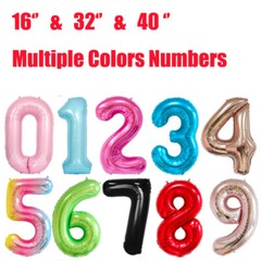New 16» 32» 40» Inch Numbers Foil Balloons Party Decorations Multiple Colors