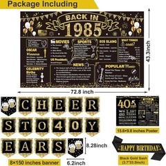 40th birthday decorations, 24 themed banner decorations