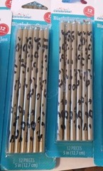 Tapered Party Birthday Cake Candles 5 In Tall 12 Pack Black and Gold Lot Of Two