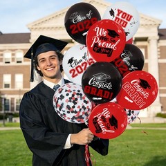 2026 Red & Black Graduation Decorations Set 63Pcs Graduation Grad Latex Ball…