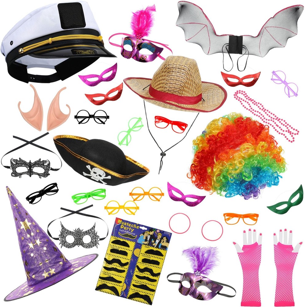 33 Pcs Funny Photo Booth Party Assorted Photo Booth Kit Props Costume Set, Ca…