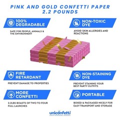 2.2lbs Pink Gold Paper Confetti Biodegradable Tissue Floating Party Decor