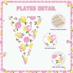 5 Pcs 49 ft Lemon Gingham Banner Pink Yellow Lemonade Checkered Party Decorat…