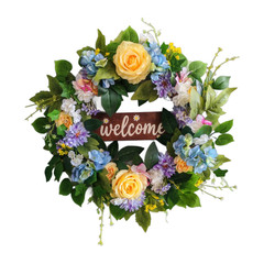 60cm Rustic Floral Wreath with Peony Rose Hydrangea for Front Door Decoration