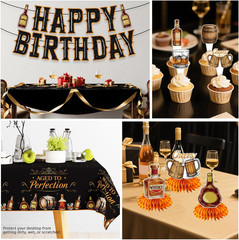 Aged to Perfection Birthday Decorations for Men – 207PCS Whiskey Birthday Decora
