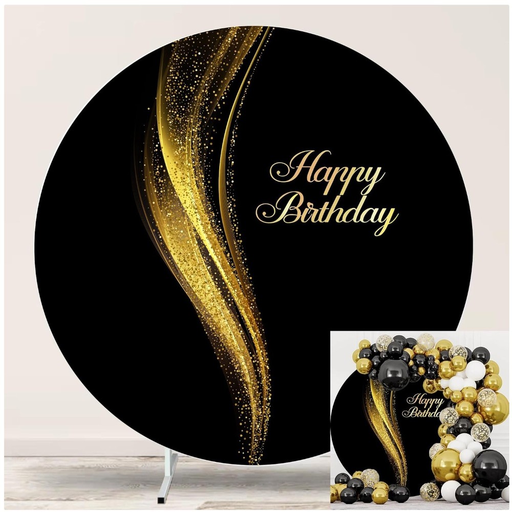 Shining Gold Sequins Round Backdrop Cover 6.5ft