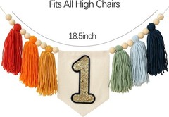 Handmade Rainbow 1st Birthday HighChair Banner Colorful Party Decoration For …