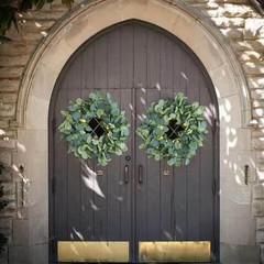 2 Pack Artificial Eucalyptus Garland Faux Silk Leaf Silver Dollar Eucalyptus
