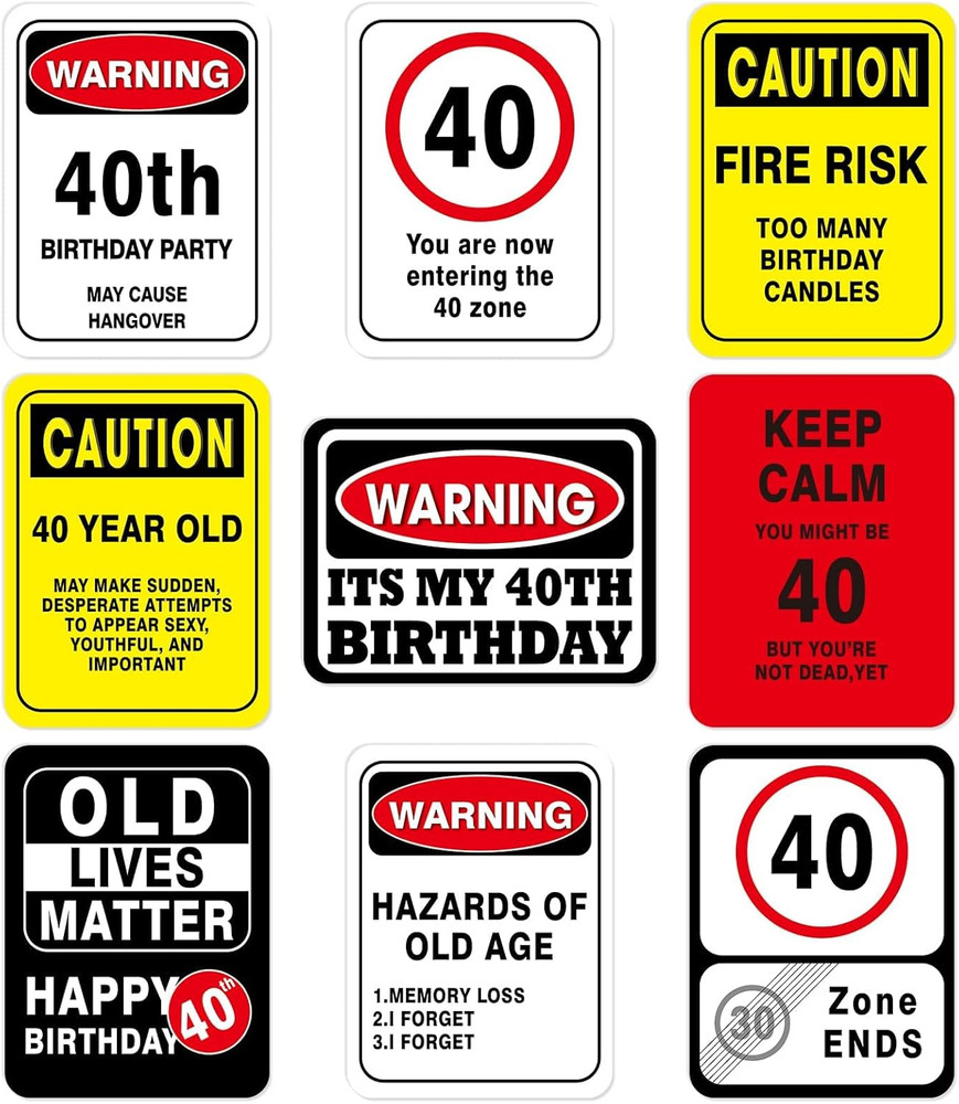 40Th Birthday Decorations – 9 PCS 40 Year Old Birthday Decorations Signs for Men