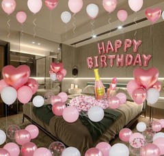 Rose Gold Happy Birthday Decorations for Women Pink Rose Gold Balloons Birthday