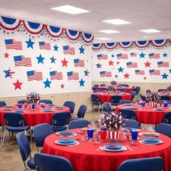 30-PC Patriotic Flag Stars Cardboard Cut-Outs July 4th Decor 5.25″ – 10.5″L #674