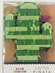 Party Partners 5 Inch Green Foil Cactus Pink Flower Mini Pinata Fiesta Decor