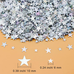 60 Grams Glitter Silver Star Sequins and Spangles, Metallic Glitter Foil Confet