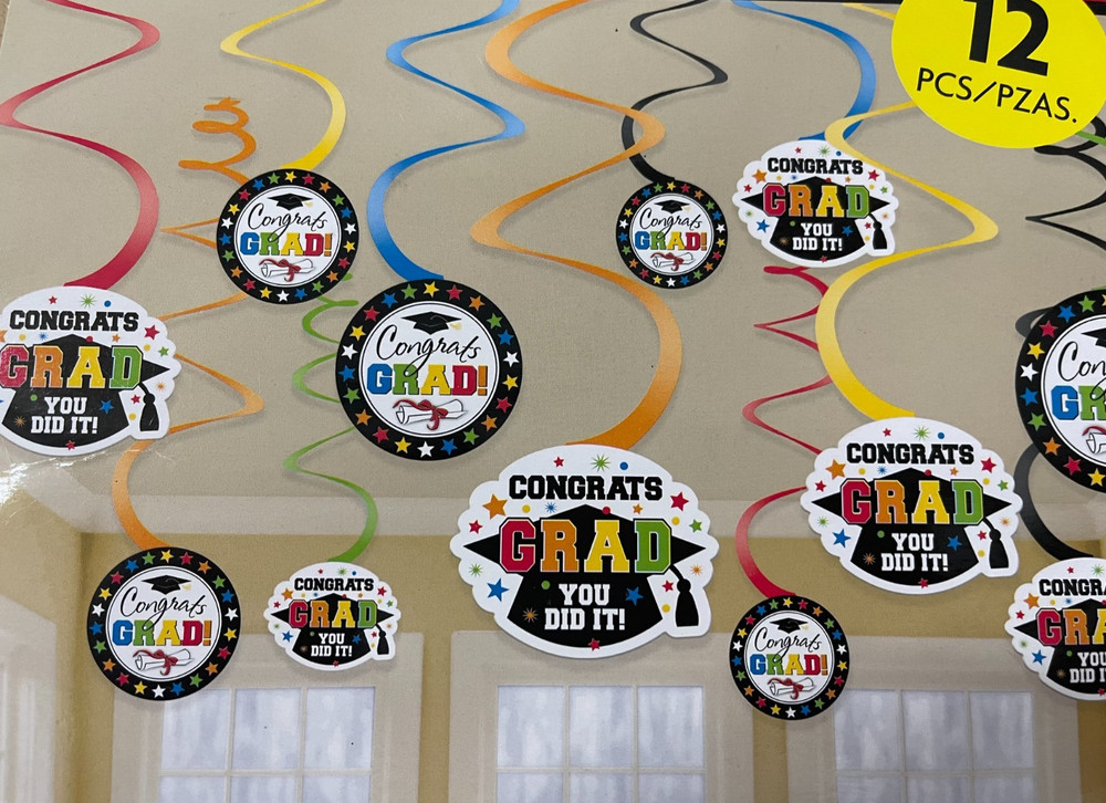 Graduation Decorations 2025 Pack of 12 Swirl Decorations Multicolor