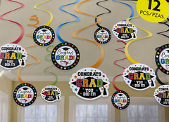 Graduation Decorations 2025 Pack of 12 Swirl Decorations Multicolor