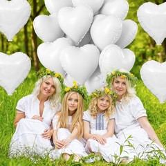 White Heart Balloons, 18Inch White Love Heart Foil Balloons, 12PCS Valentine …