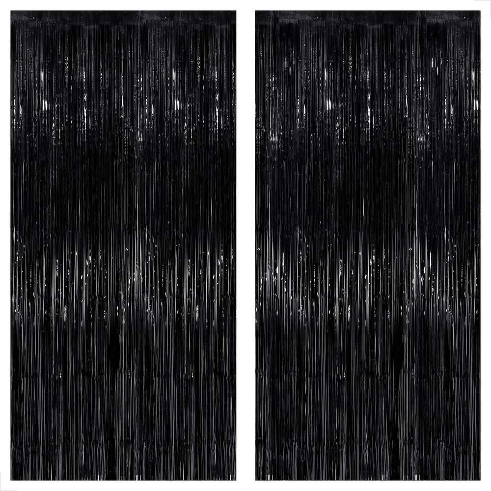 KatchOn XtraLarge Black Streamers – 3.2×8 Feet, Pack of 2 | Fringe Backdrop …